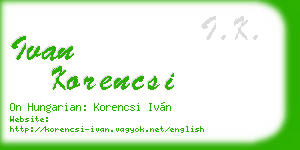 ivan korencsi business card