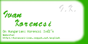 ivan korencsi business card
